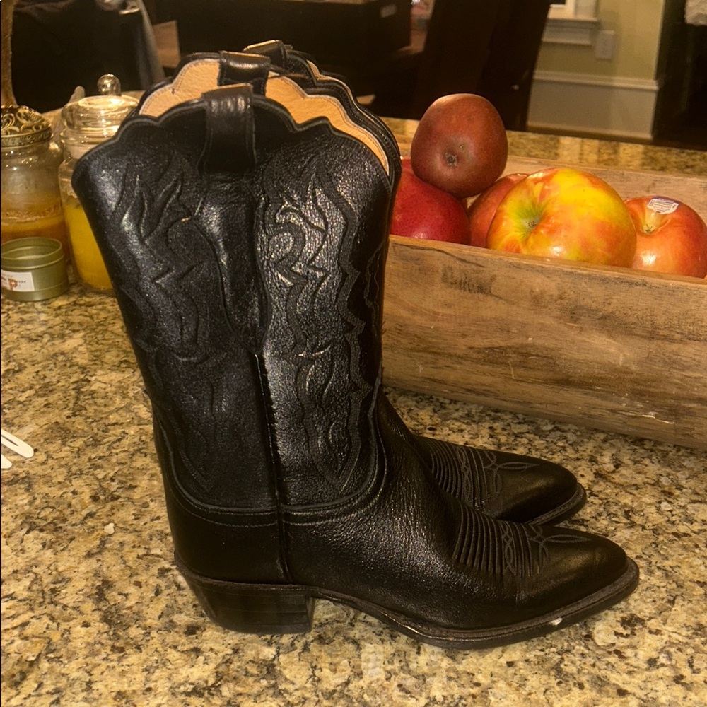 Lucchese 2000 Sz 6.5 Black Western Cowboy Boots GUC
